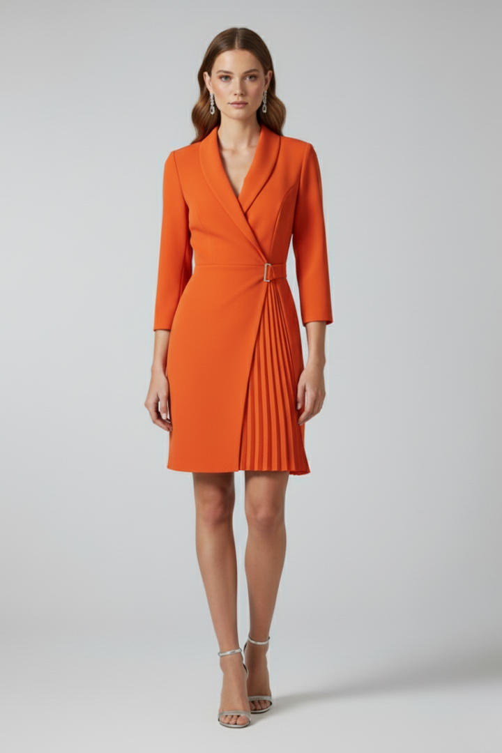 Women's Blazer Dress with Notched Collar and Defined Waist