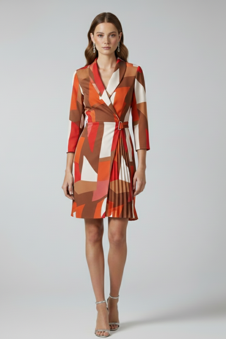 Women's Blazer Dress with Notched Collar and Defined Waist