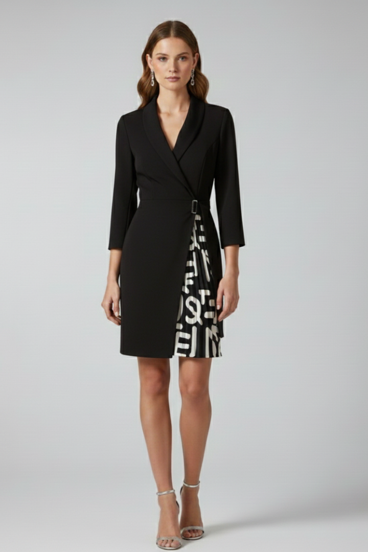 Women's Blazer Dress with Notched Collar and Defined Waist