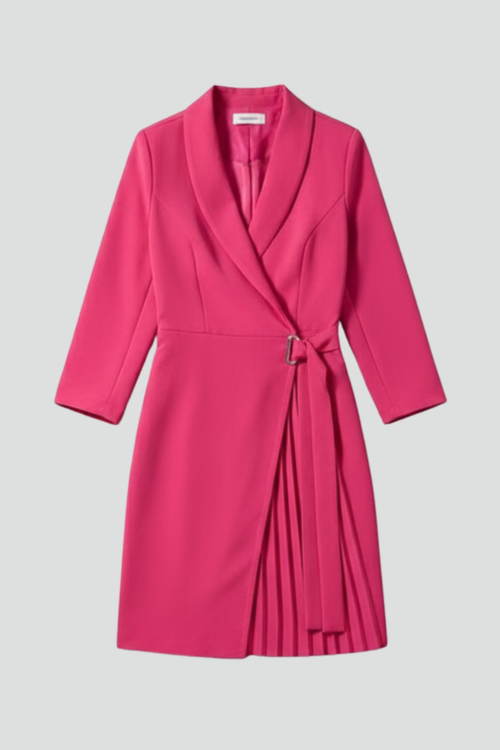 Women's Blazer Dress with Notched Collar and Defined Waist