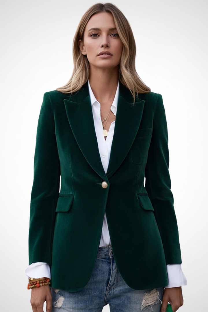 Women's Single-Breasted Blazer with Notched Lapels