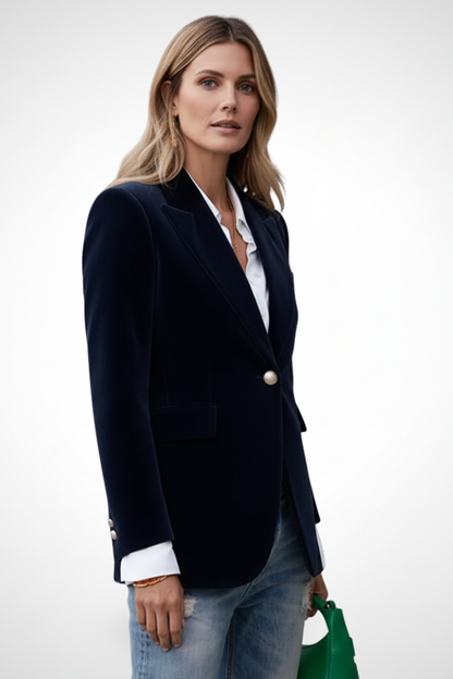 Women's Single-Breasted Blazer with Notched Lapels