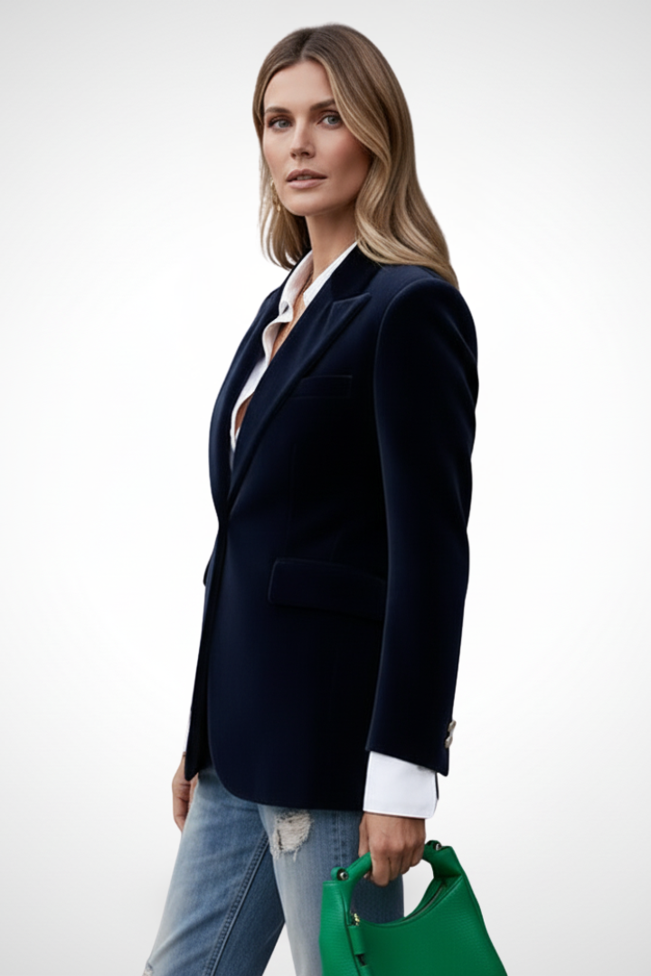 Women's Single-Breasted Blazer with Notched Lapels