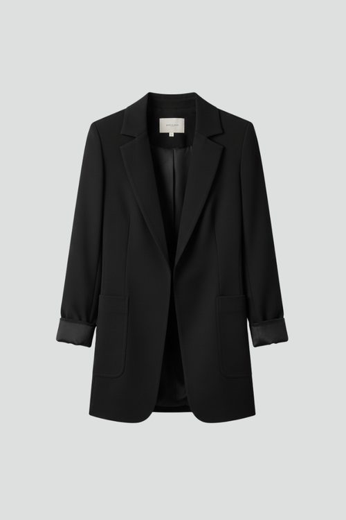 Women’s Blazer with Open Front and Structured Lapel