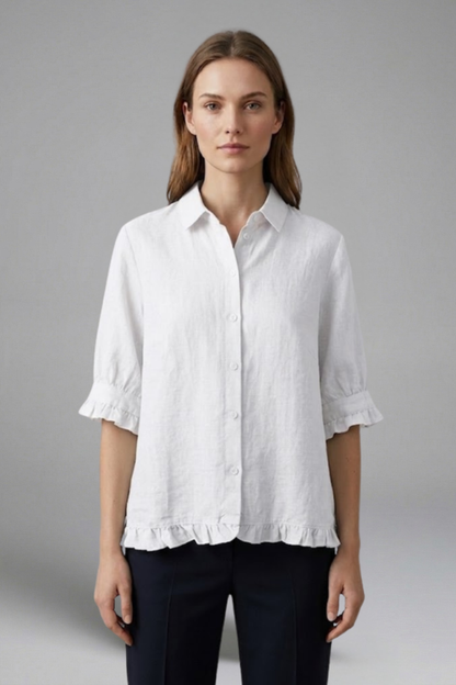 Women’s Blouse with Button Closure and Short Sleeves