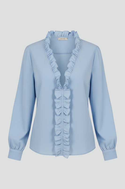 Women’s Blouse with V Neck and Ruffle Detail