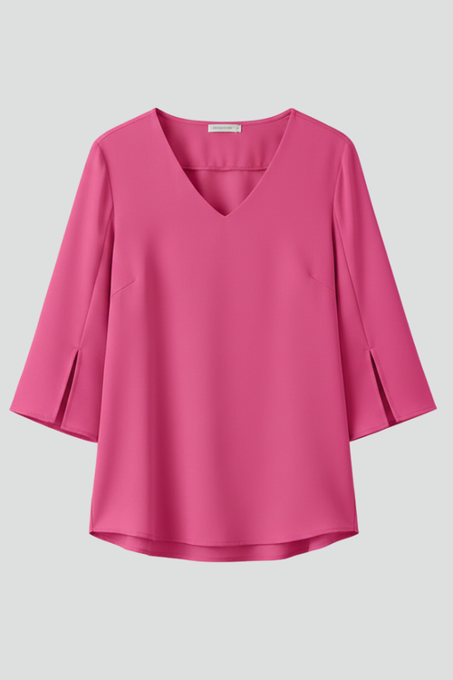 Women's V-Neck Pull-On Blouse with Chest Pocket