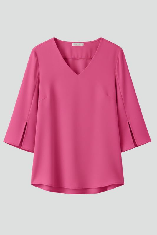 Women's V-Neck Pull-On Blouse with Chest Pocket