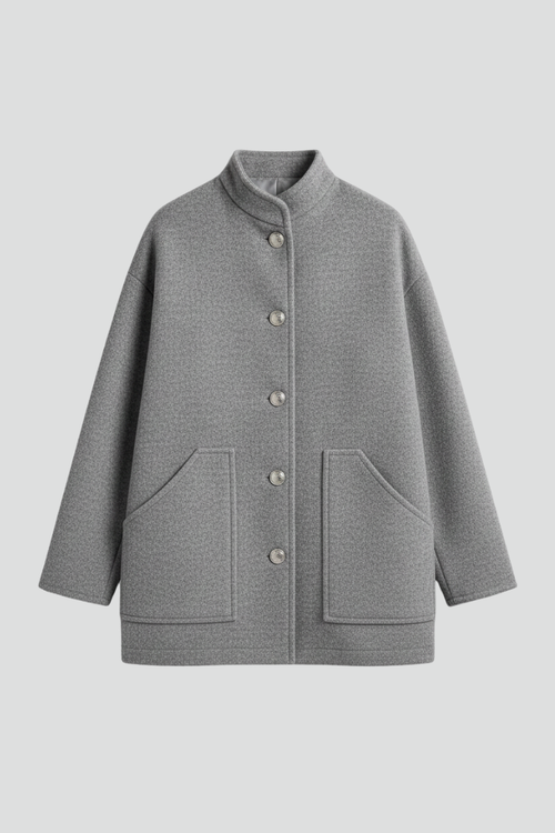 Women’s Bomber Jacket with Snap Closure and Ribbed Finishes