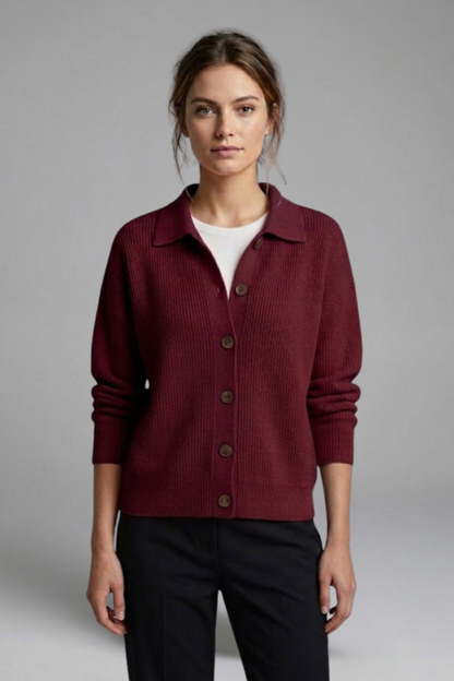 Women’s Cardigan with Button Closure and Collar