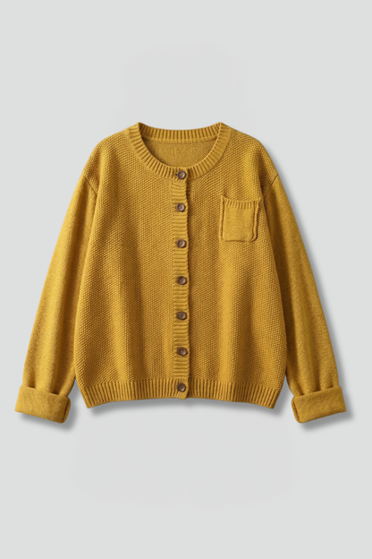 Women’s Cardigan with Button Fastening and Chest Pocket