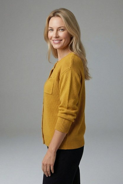 Women’s Cardigan with Button Fastening and Chest Pocket