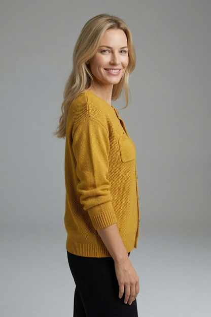Women’s Cardigan with Button Fastening and Chest Pocket