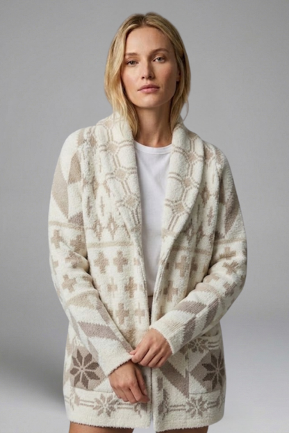 Women’s Cardigan with Button Fastening and Patterned Knit Surface