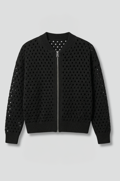 Women’s Cardigan with Zip and Cut-Out Surface