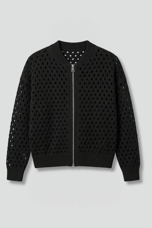 Women’s Cardigan with Zip and Cut-Out Surface