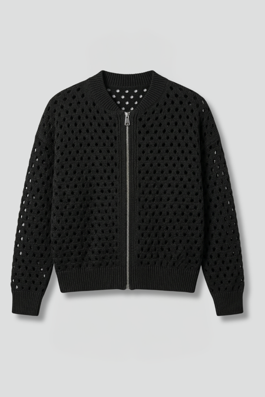 Women’s Cardigan with Zip and Cut-Out Surface