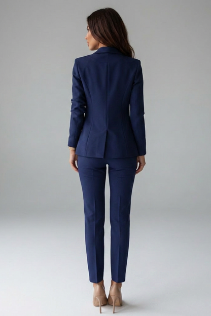 Women's Double-Breasted Blazer Set with Buttons for Office Wear