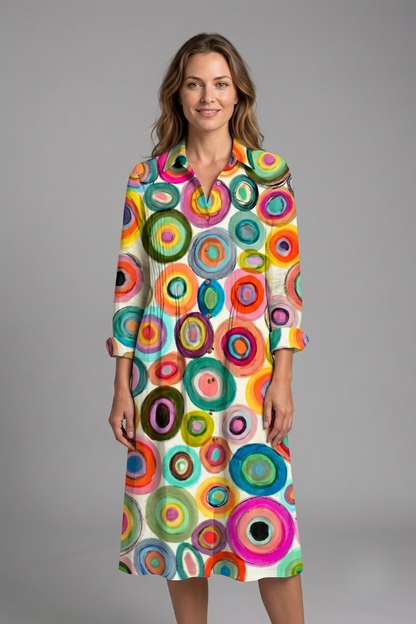 Women's Elegant Boho Dress with Button Front for Casual Wear