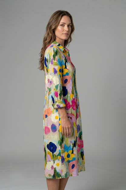 Women's Elegant Boho Dress with Button Front for Casual Wear