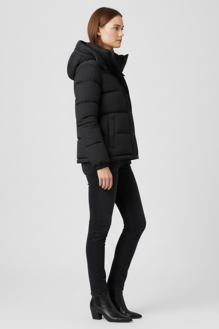Women's Insulated Puffer Jacket with Secure, Snug Fit