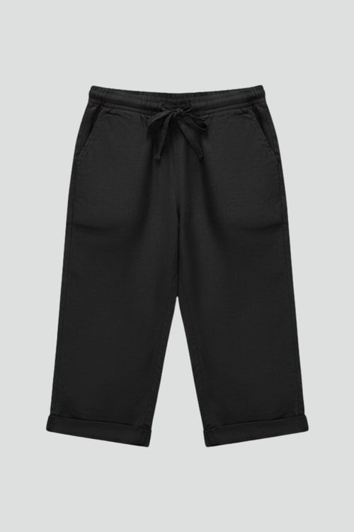Women’s Knee-Length Trousers with High-Waisted Fit and Straight Legs