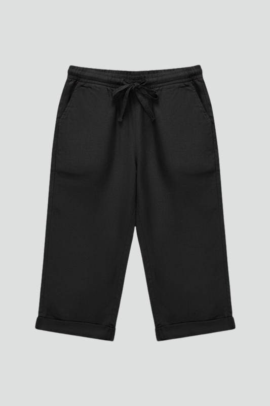 Women’s Knee-Length Trousers with High-Waisted Fit and Straight Legs