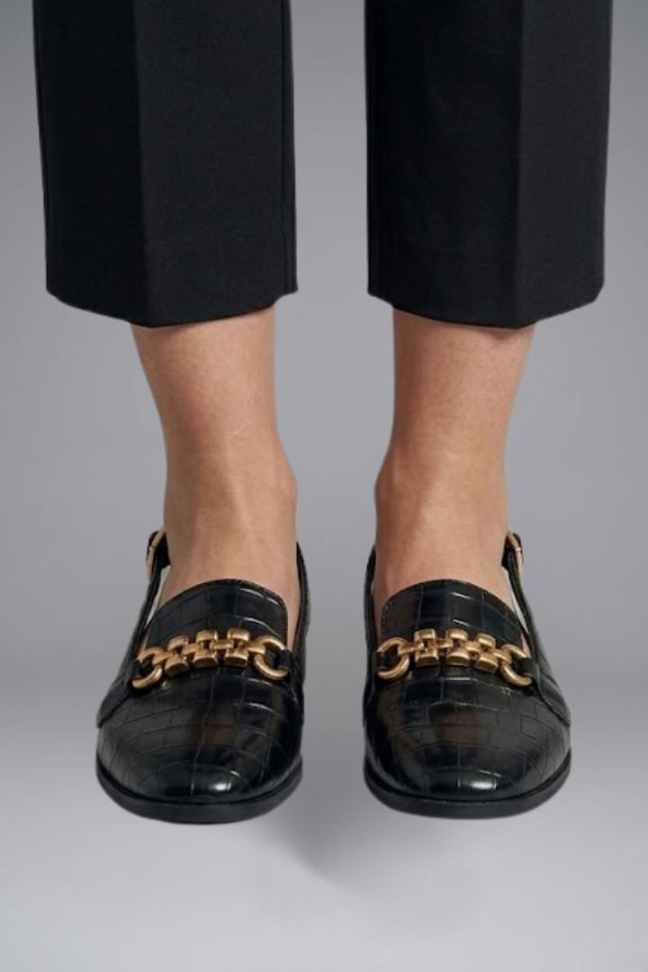 Women's Leather Slingback Flats with Metal Vamp Detail for Summer