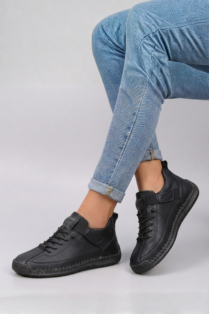 Women's Leather Trainers with Lace-Up Front for All-Day
