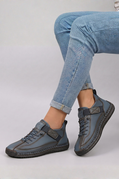 Women's Leather Trainers with Lace-Up Front for All-Day