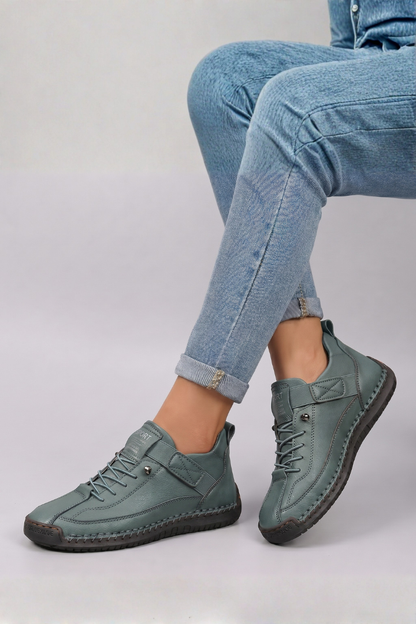 Women's Leather Trainers with Lace-Up Front for All-Day