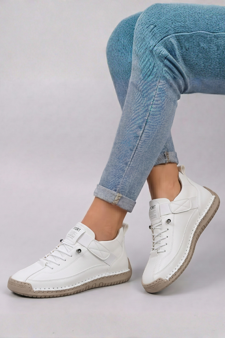 Women's Leather Trainers with Lace-Up Front for All-Day