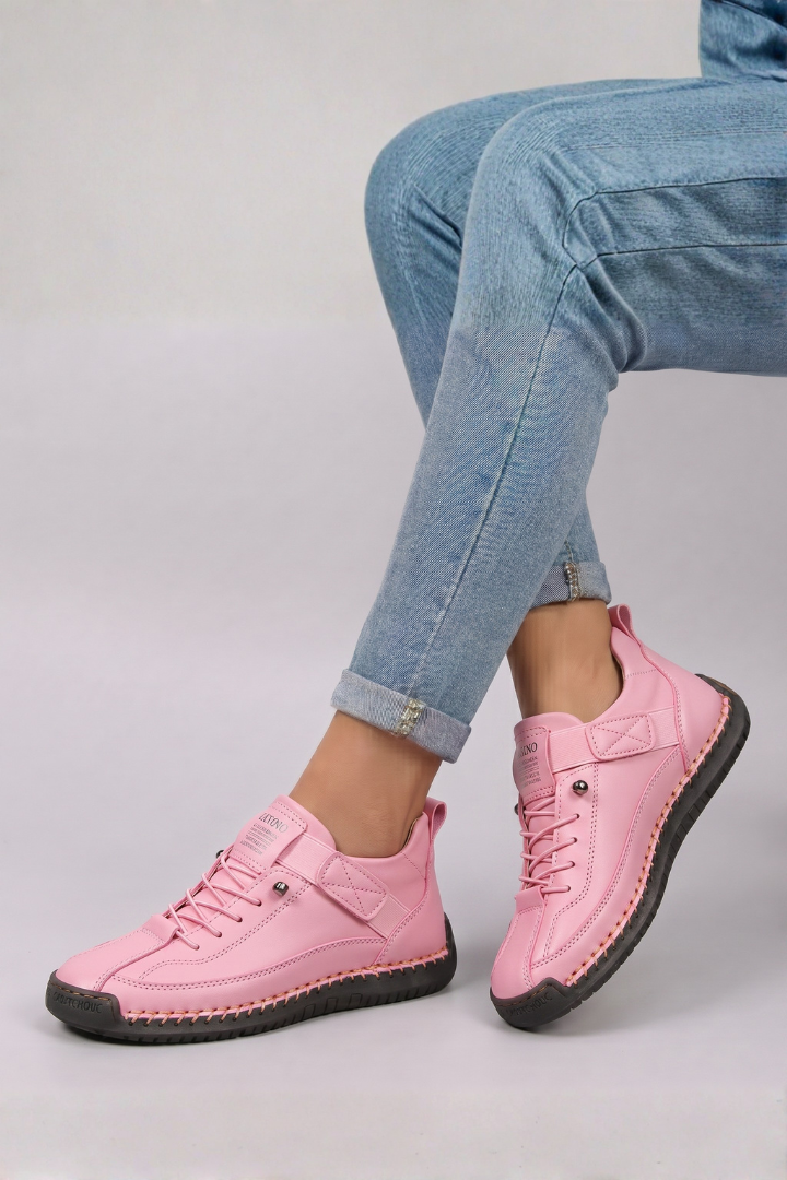 Women's Leather Trainers with Lace-Up Front for All-Day