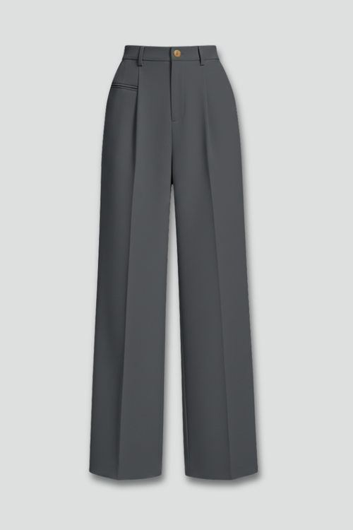 Women’s Palazzo Trousers with Front Pleats and Back Pockets