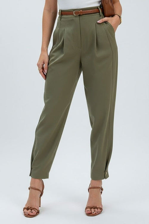 Women's Pants with High Waist and Tapered Leg