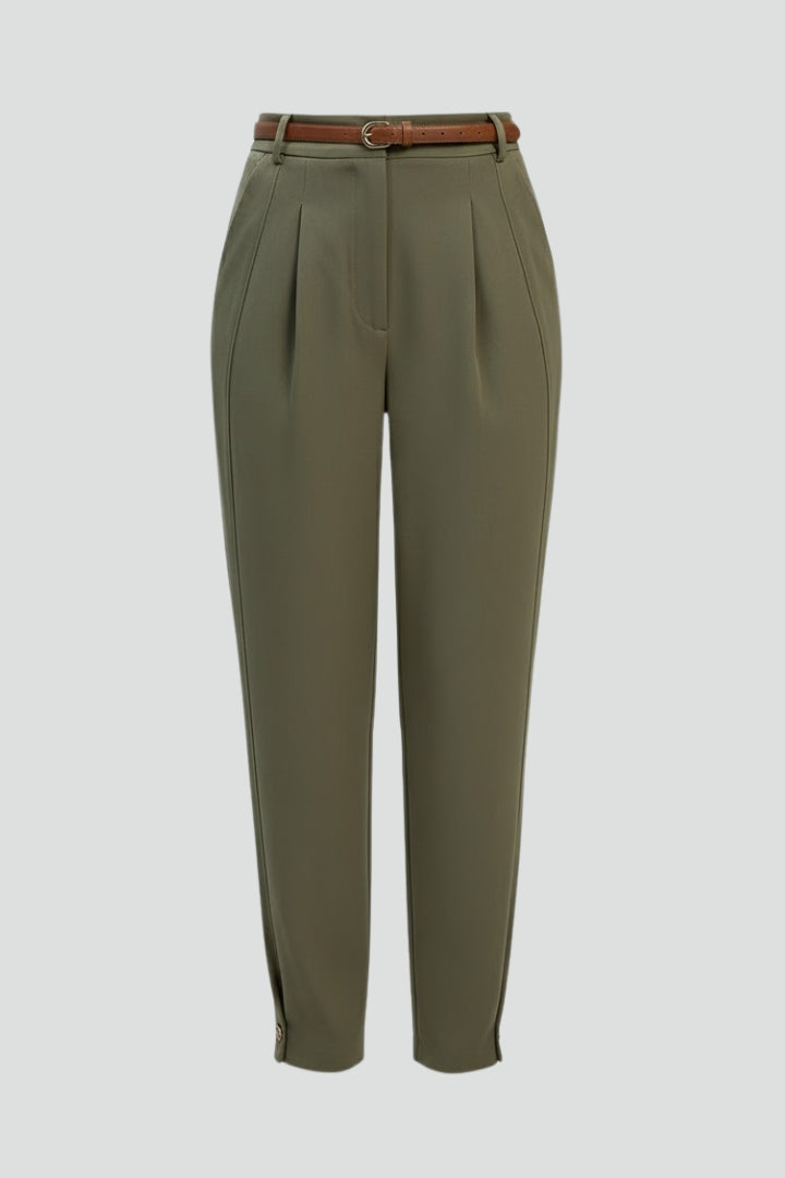 Women's Pants with High Waist and Tapered Leg