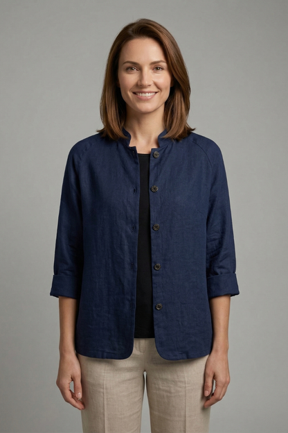 Women’s Shirt with Button Fastening and Long Sleeves