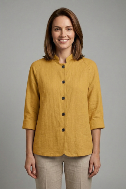 Women’s Shirt with Button Fastening and Long Sleeves