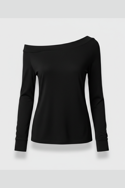 Women’s Top with Off-Shoulder Neckline and Long Sleeves