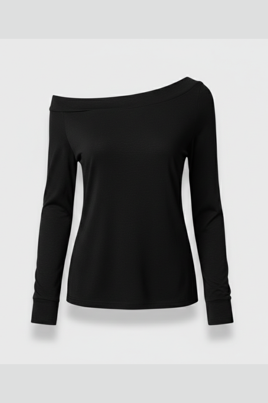 Women’s Top with Off-Shoulder Neckline and Long Sleeves