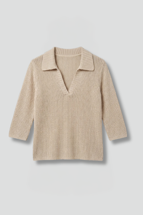 Women’s Top with Open Neck and Three-Quarter Sleeves