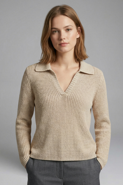 Women’s Top with Open Neck and Three-Quarter Sleeves
