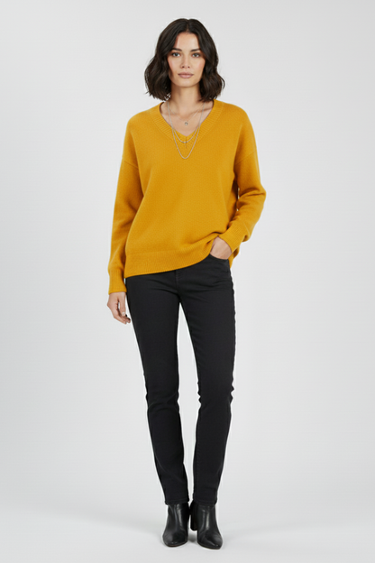 Women’s V-Neck Sweater with Long Sleeves and Pullover Design