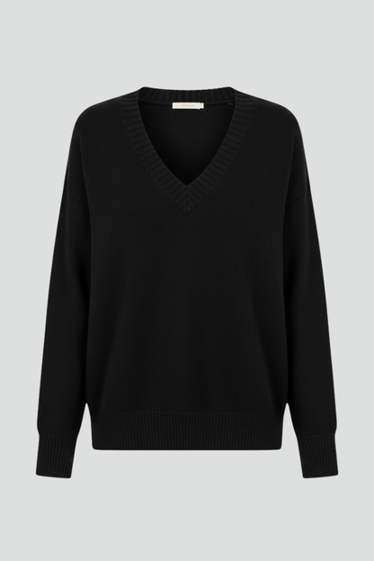 Women’s V-Neck Sweater with Long Sleeves and Pullover Design