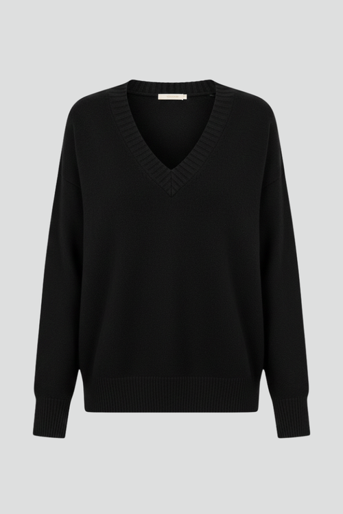 Women’s V-Neck Sweater with Long Sleeves and Pullover Design