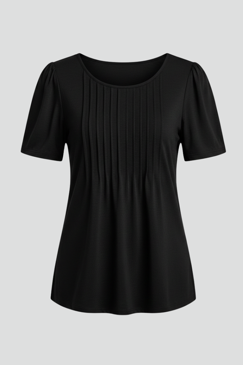 Women's T-Shirt with Round Neck and Short Puff Sleeves