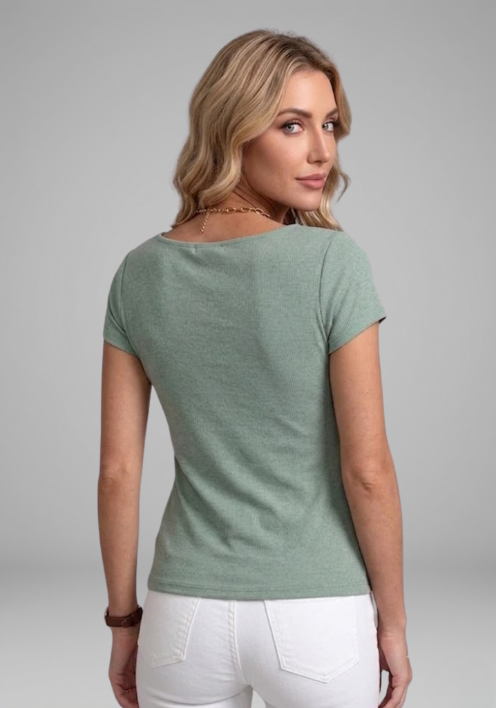Women's Cowl Neck Ruched Blouse with Short Sleeves