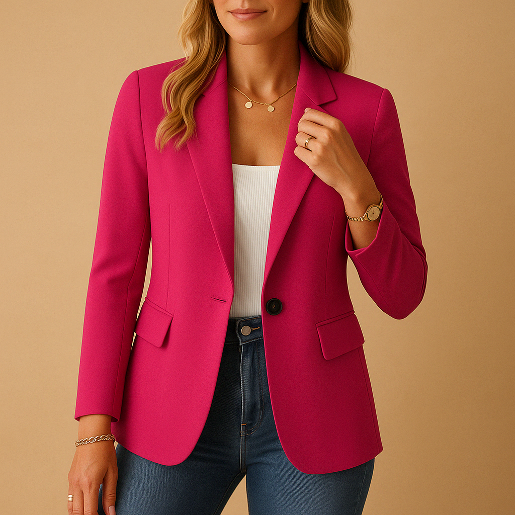 Women¡¯s Tailored Single-Breasted Blazer with Peak Lapel and Flap Pockets