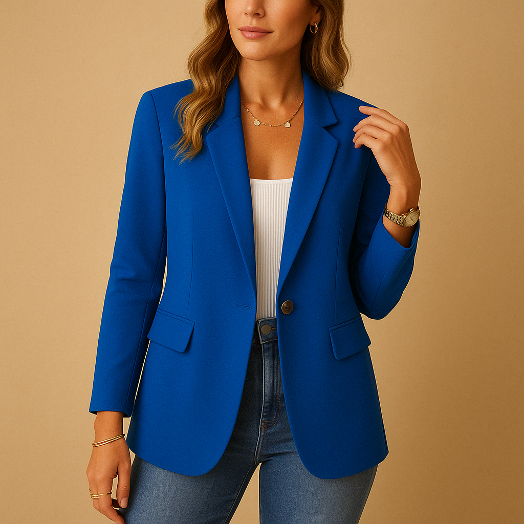 Women¡¯s Tailored Single-Breasted Blazer with Peak Lapel and Flap Pockets