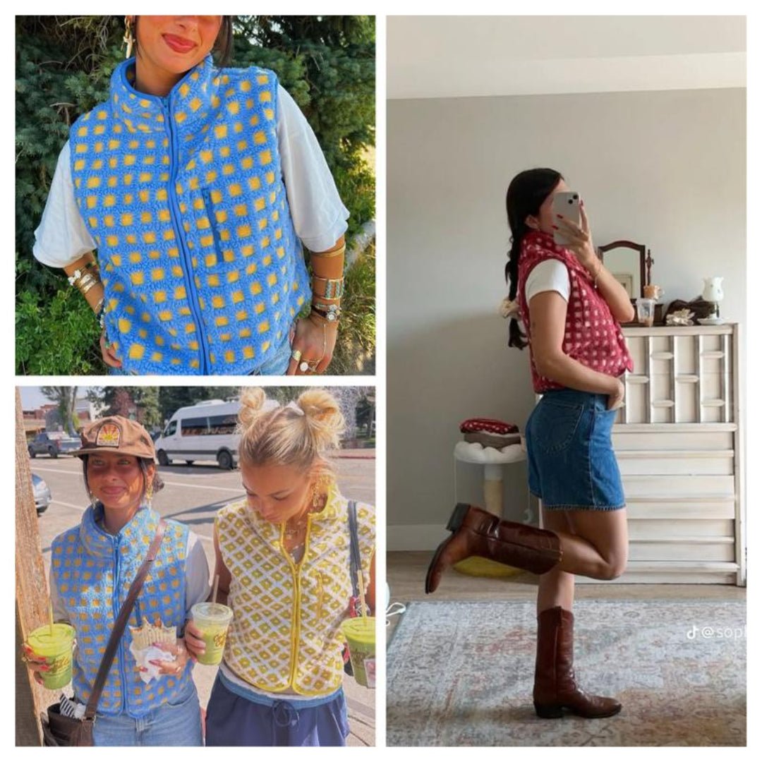 Ceylan® Checkered Sherpa Fleece Vest